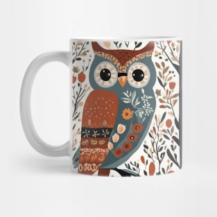 Forest Woodland Animal Scandinavian Folk Art Owl Mug